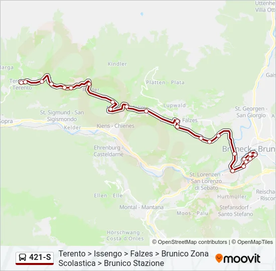 421-S Bus Line Map
