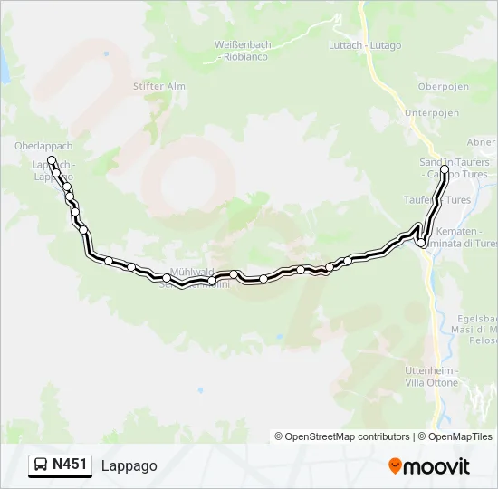 N451 Bus Line Map