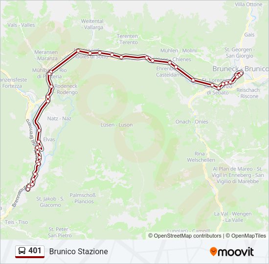 Percorso linea bus 401