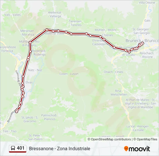 401 Bus Line Map