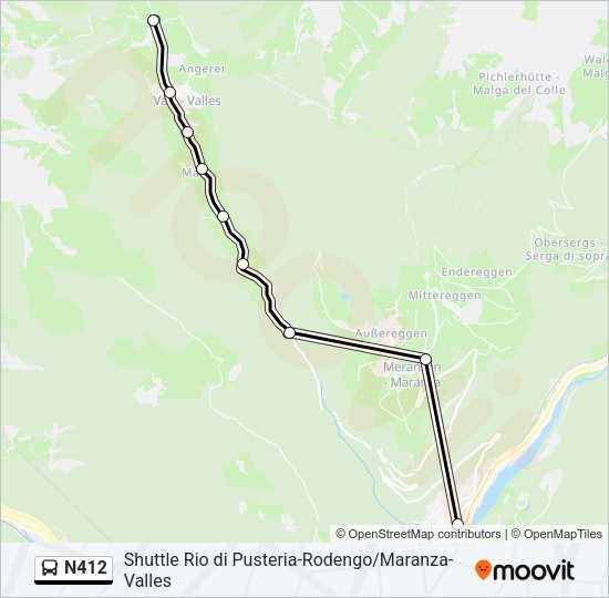 Percorso linea bus N412