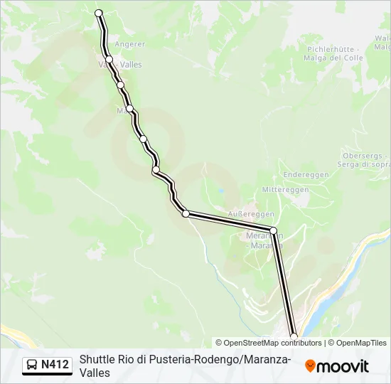 Percorso linea bus N412