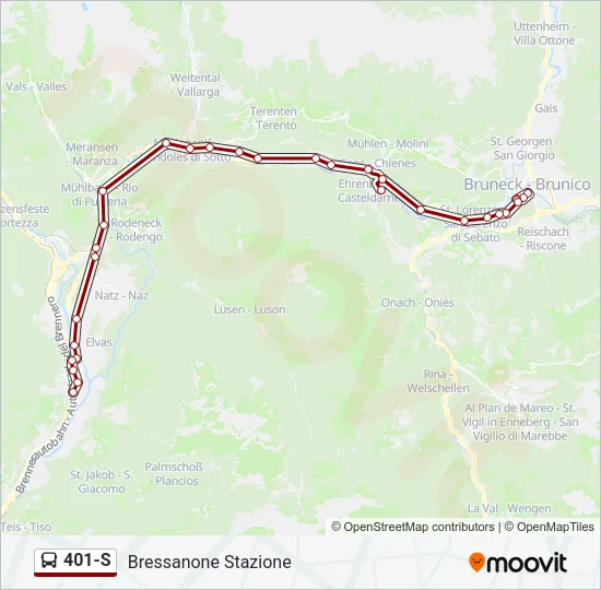 401-S Bus Line Map