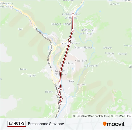 401-S Bus Line Map