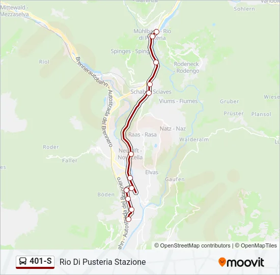 401-S Bus Line Map