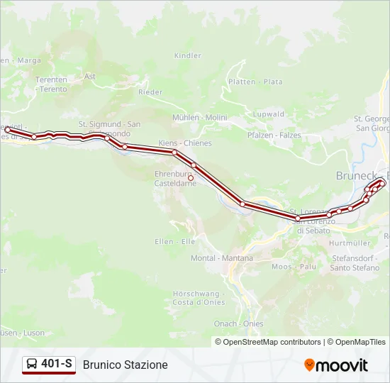 401-S Bus Line Map