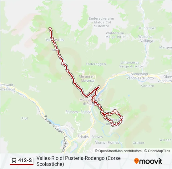 412-S Bus Line Map
