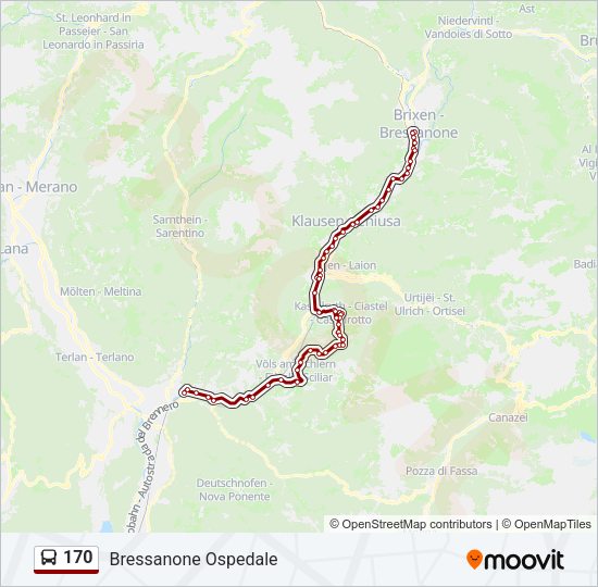 Percorso linea bus 170