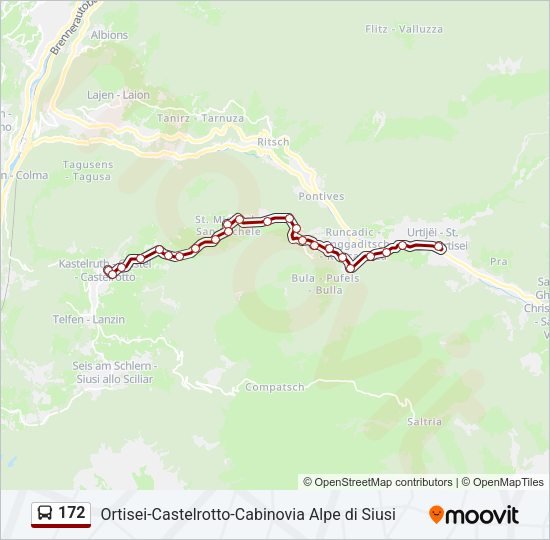 Percorso linea bus 172