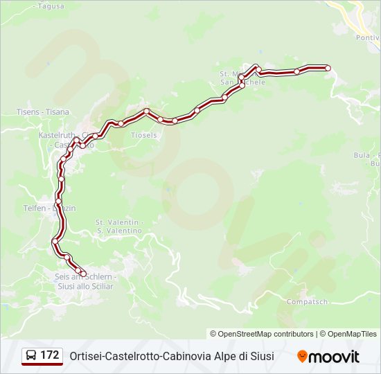 Percorso linea bus 172