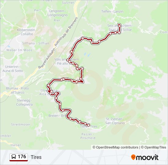 Percorso linea bus 176