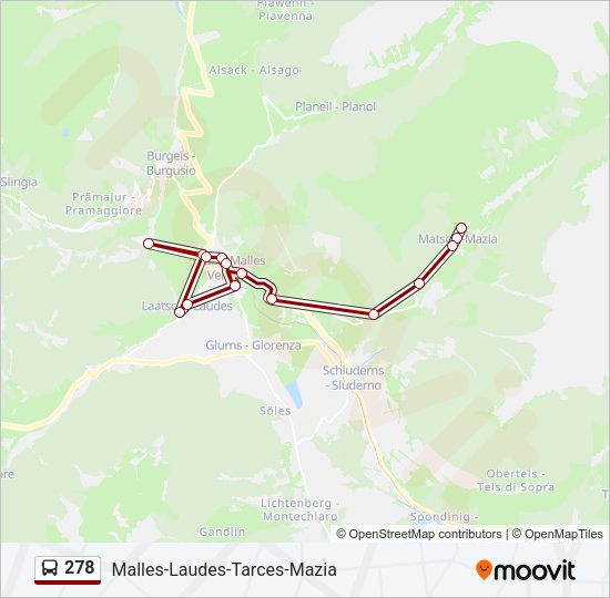 Percorso linea bus 278