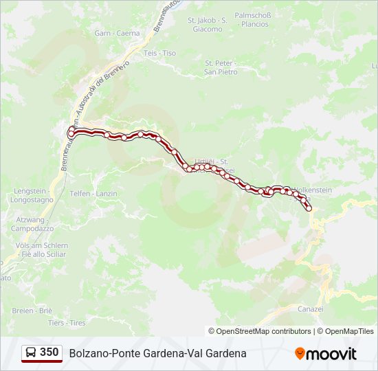 Percorso linea bus 350