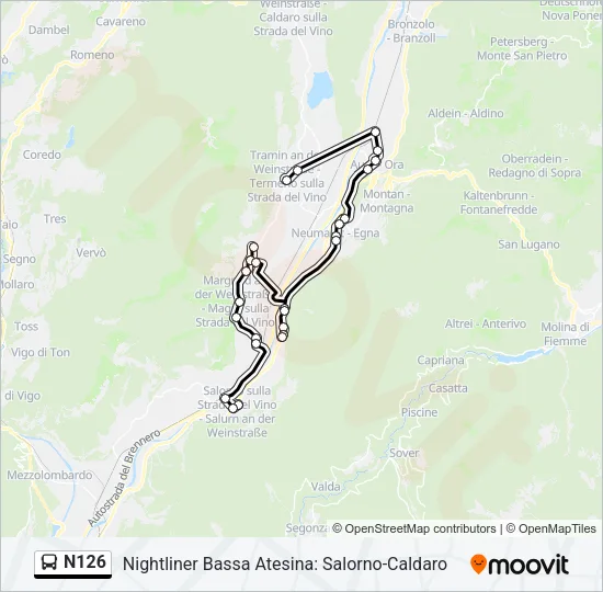 N126 Bus Line Map