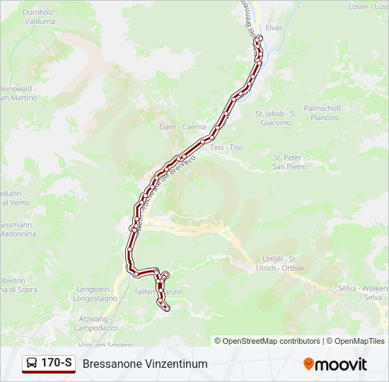 Percorso linea bus 170-S