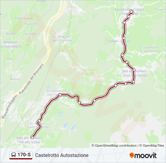 Percorso linea bus 170-S