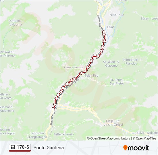 Percorso linea bus 170-S