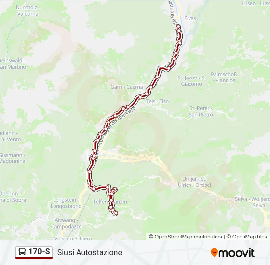 170-S Bus Line Map