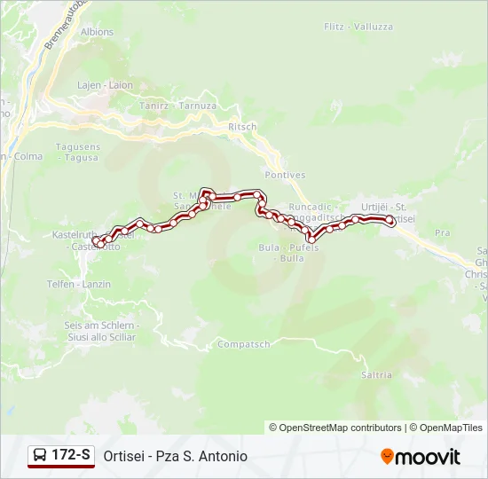 172-S Bus Line Map
