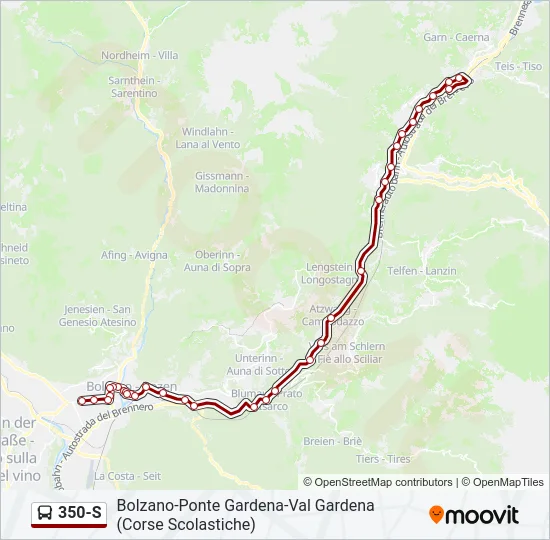 350-S Bus Line Map
