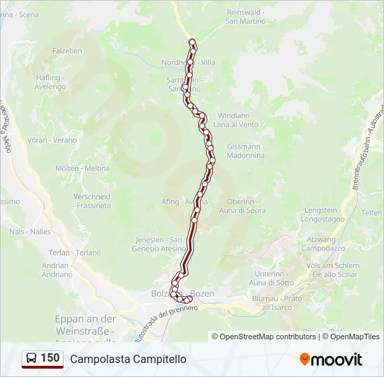 150 Bus Line Map