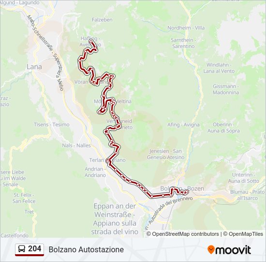 Percorso linea  204