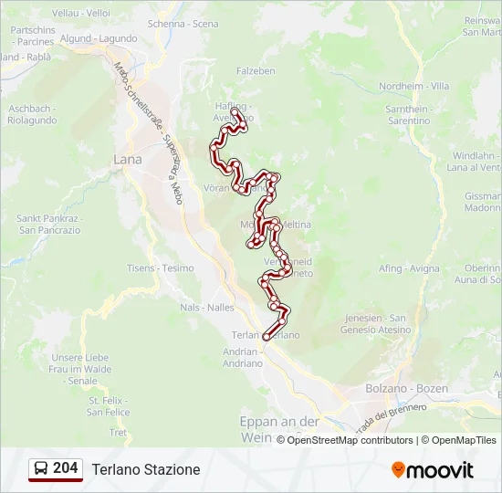 204 Bus Line Map