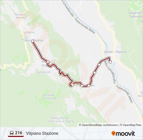 Percorso linea  216