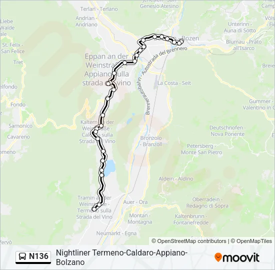 N136 Bus Line Map