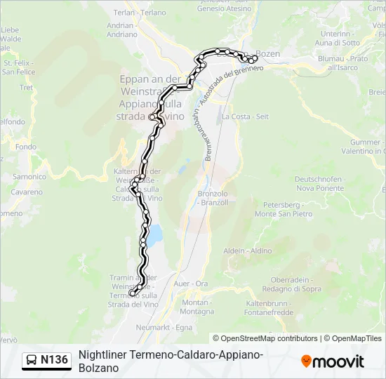N136 Bus Line Map
