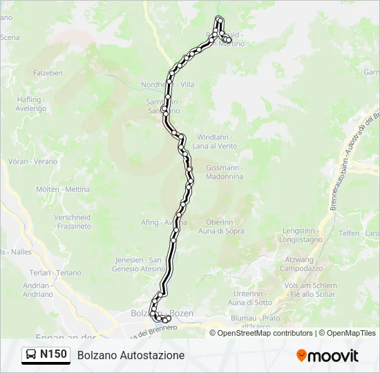 N150 Bus Line Map