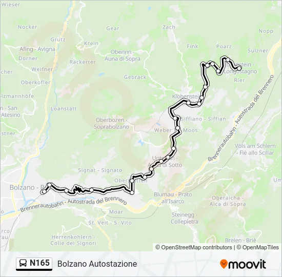 N165 Bus Line Map