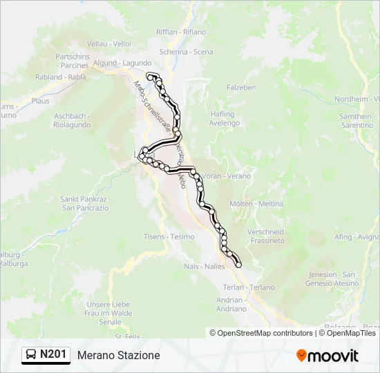 N201 Bus Line Map