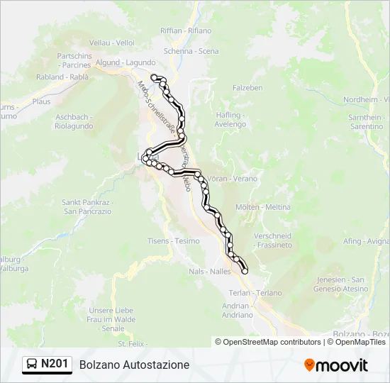 N201 Bus Line Map