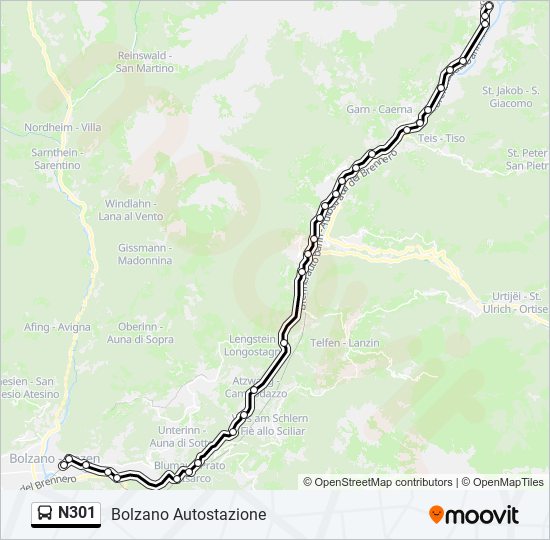N301 bus Line Map