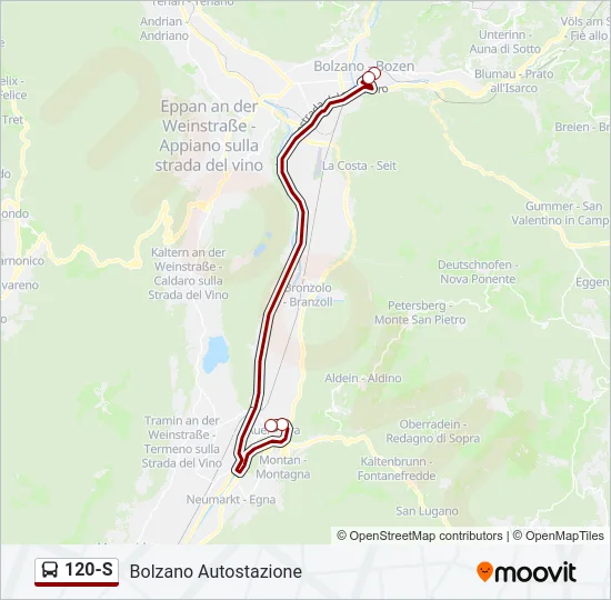 Percorso linea bus 120-S