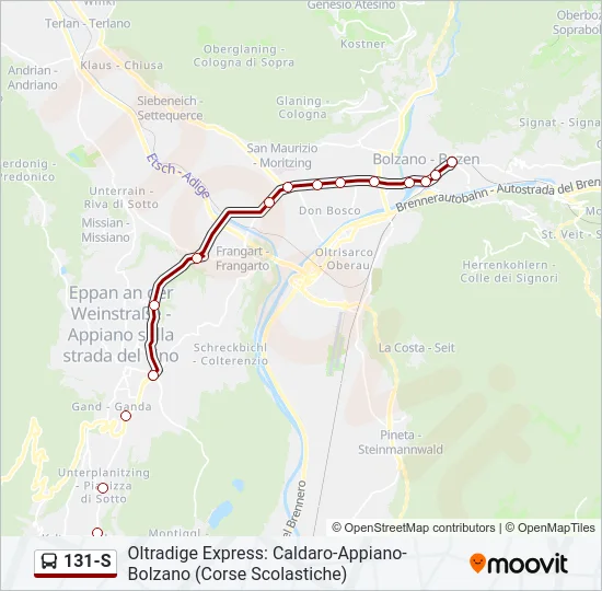 131-S Bus Line Map