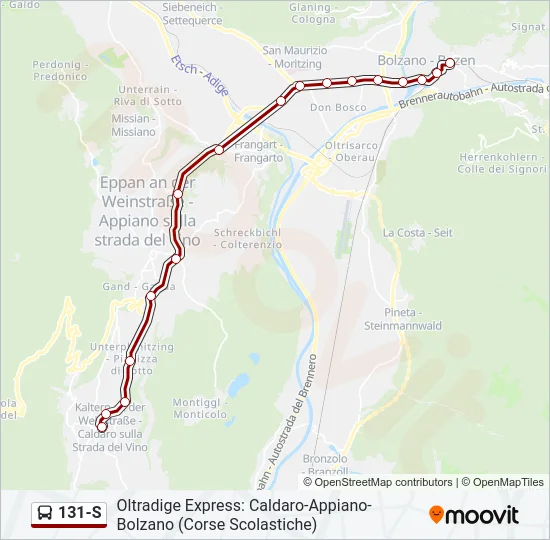 131-S Bus Line Map
