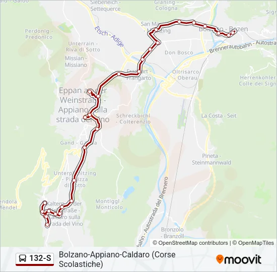 132-S Bus Line Map