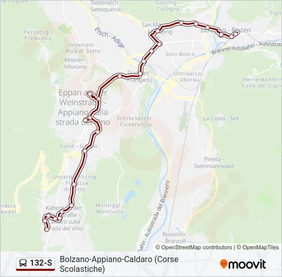 132-S Bus Line Map
