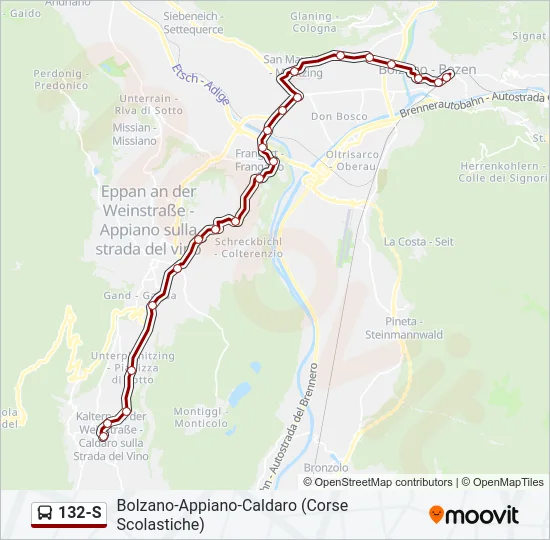 132-S Bus Line Map