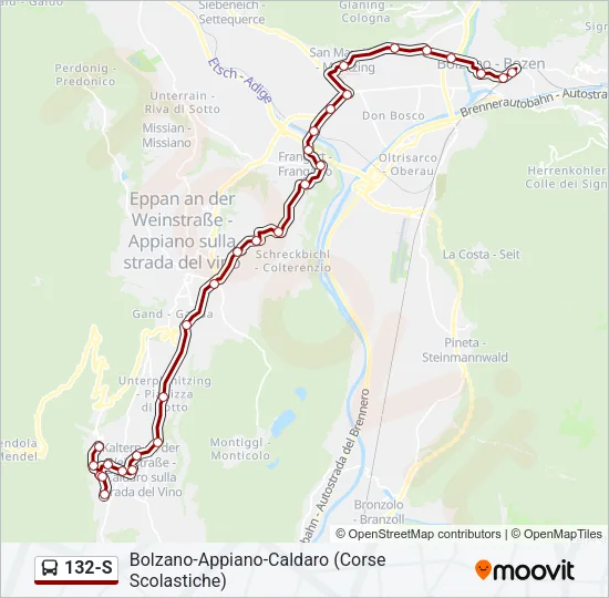 132-S Bus Line Map