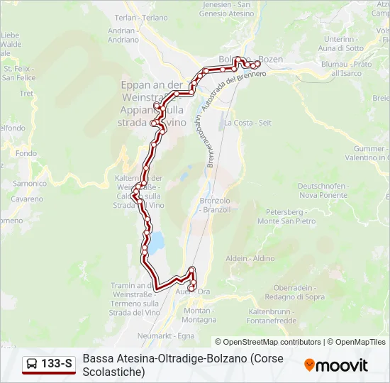 133-S Bus Line Map