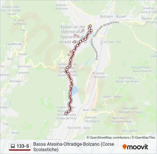 133-S Bus Line Map