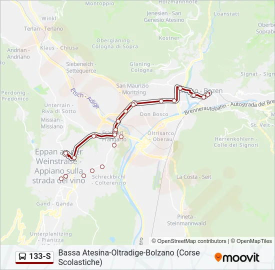 133-S Bus Line Map