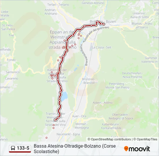133-S Bus Line Map