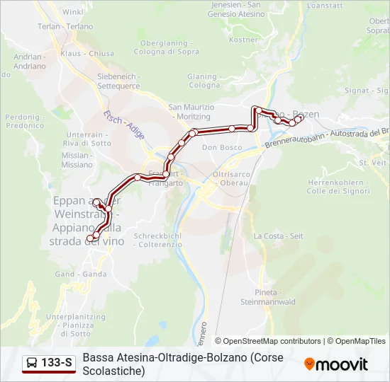 133-S Bus Line Map
