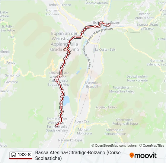 133-S Bus Line Map