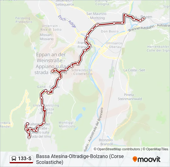 133-S Bus Line Map