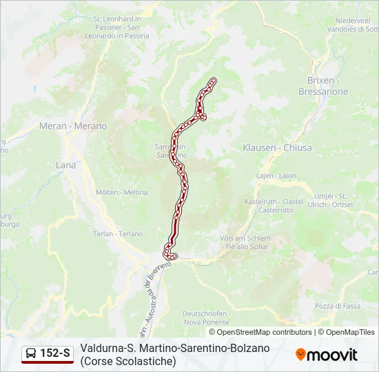 152-S Bus Line Map